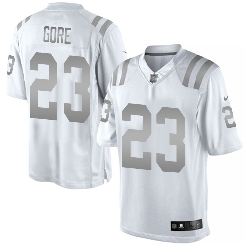 Men's Elite Frank Gore Nike Jersey White - #23 Platinum NFL Indianapolis Colts